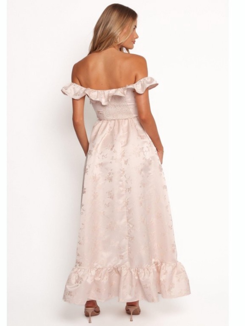 Petal & Pup Vivien Jacquard Print Nude/Blush Pink Maxi Dress Size XL - Picture 3 of 11
